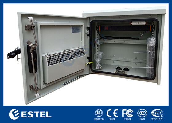 Armoire de télécommunication extérieure 8U IP55 RAL7035 pour montage sur poteau avec contrôle thermique de température