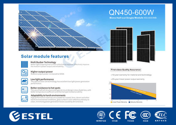 Panneau solaire monocristallin à demi-cellules et haute puissance, de 450W à 600W, pour système d'alimentation des télécommunications