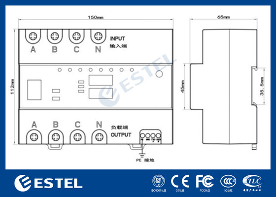 Système d'alimentation électrique de télécommunications, terminal de gestion électrique intelligent triphasé 80A avec commande en nuage