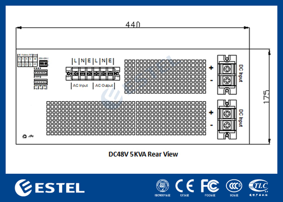 Système de rectificateur de télécommunications économe en énergie pour une tension de sortie de 48 V CC et un courant d'entrée maximal de 7,5 A