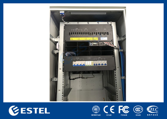 Armoire d'alimentation télécom et armoire de batterie extérieure 32U avec panneau de distribution d'alimentation et protection antivol de batterie