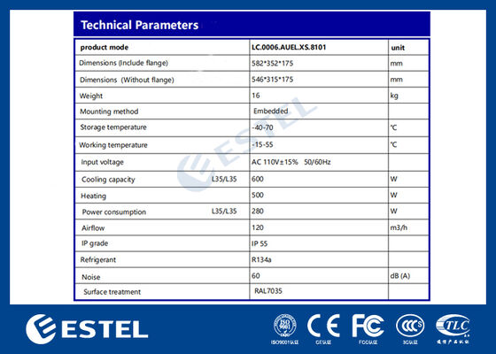 Climatiseur de placard AC110V 60Hz 600W Capacité de refroidissement Idéal pour les environnements difficiles avec surveillance à distance