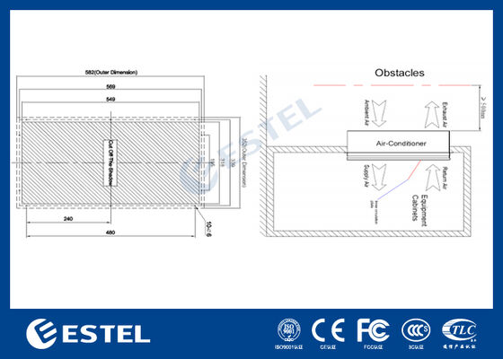 EX12DHC1B Échangeur de chaleur en courant continu à haut rendement pour armoires extérieures de télécommunications ¥ 120W/K Capacité thermique, portée de fonctionnement de -40°C à +55°C, protection IP55, entrée en courant continu de -48V, télécommande prise en charge