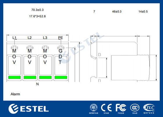 Parafoudre M1L385-40 II pour la distribution électrique - Courant de surtension 40kA, 230V/400VAC, Port d'alarme à distance, Installation sur rail DIN, IP20, Protection de classe C