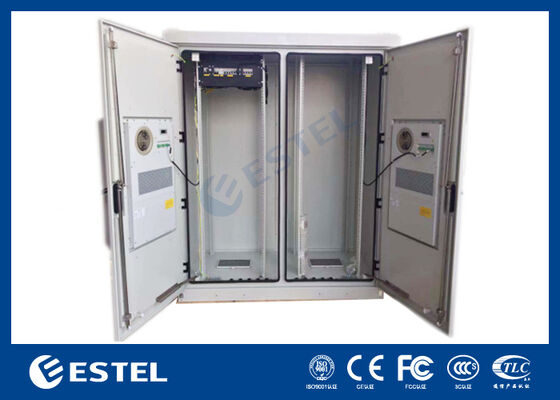 Armoire de télécommunication extérieure à double armoire 48U avec distribution d'alimentation et système de secours