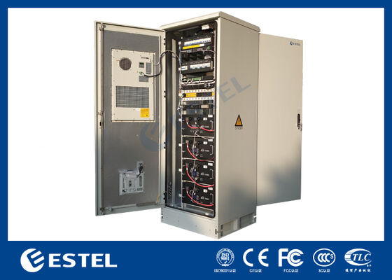 Armoire électrique extérieure pour télécommunications avec refroidissement intégré 4 modules de batterie au lithium 48V 200Ah et système d'alimentation