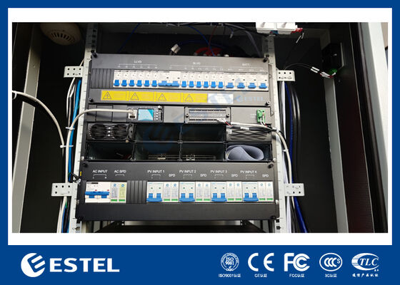 Armoire électrique extérieure pour télécommunications avec refroidissement intégré 4 modules de batterie au lithium 48V 200Ah et système d'alimentation