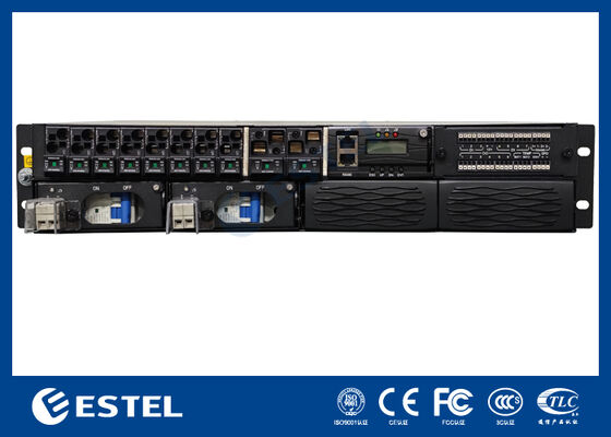 ET48100P5E22 Système de distribution d'énergie en courant continu monté sur un rack pour les réseaux de télécommunications avec 8 sorties d'alimentation 2 entrées de batterie et surveillance intégrée